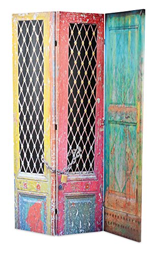 065880 paravent motif portes peintes bois/polye...