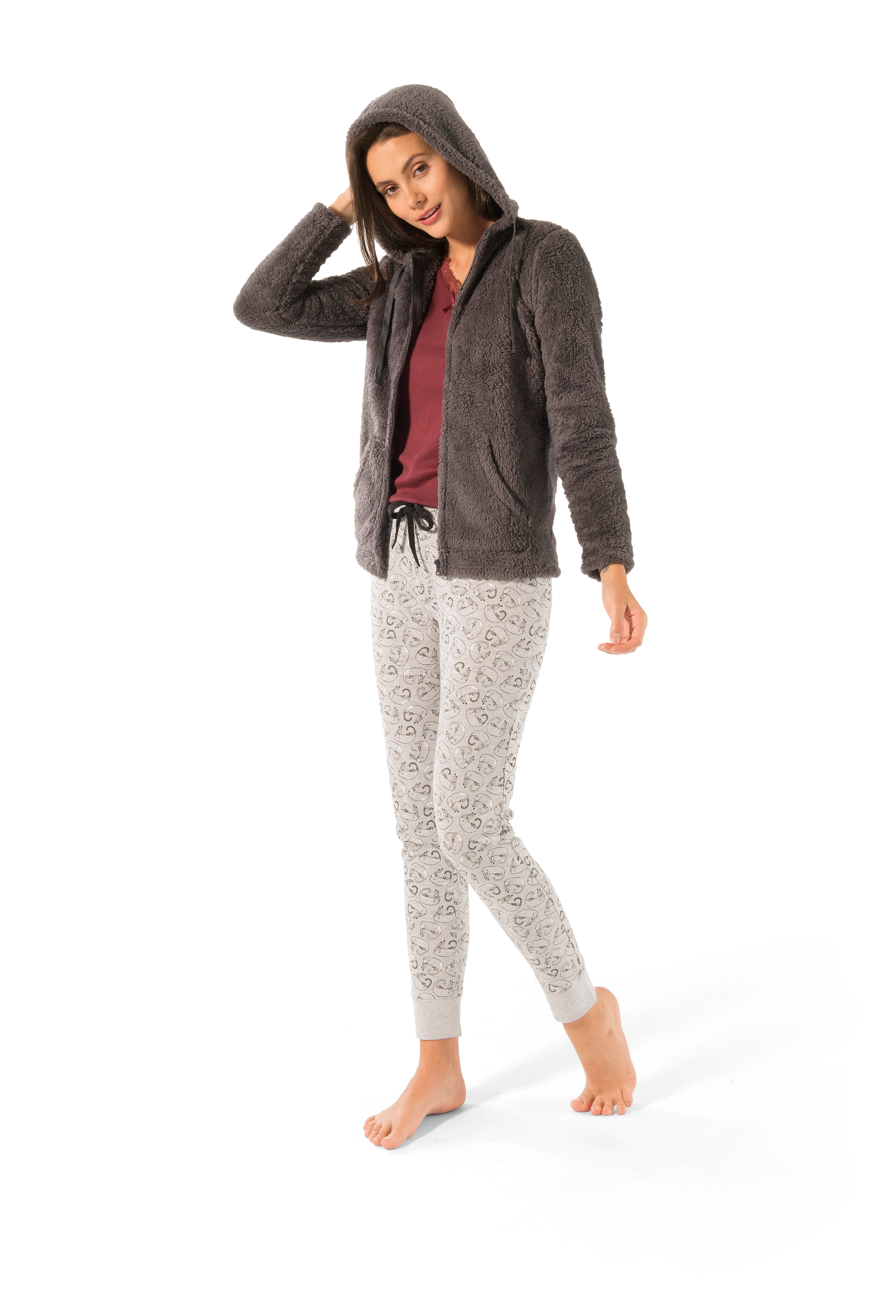 Veste capuche 
zippée sherpa femme