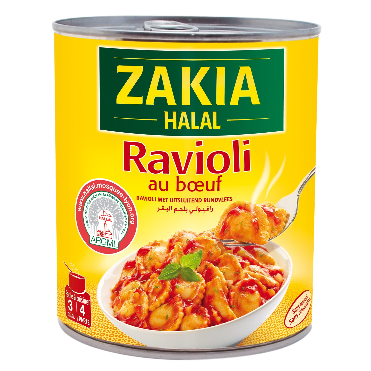 ZAKIA Plat cuisiné halal ravioli au bœuf ZAKIA code EAN 3223921800017 