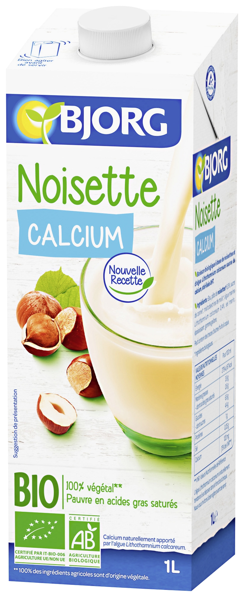 Boisson végétale noisette calcium Bjorg