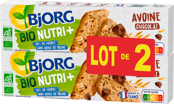 BJORG Biscuits Nutri + Avoine Chocolat Bio Bjorg code EAN 3229820799575 