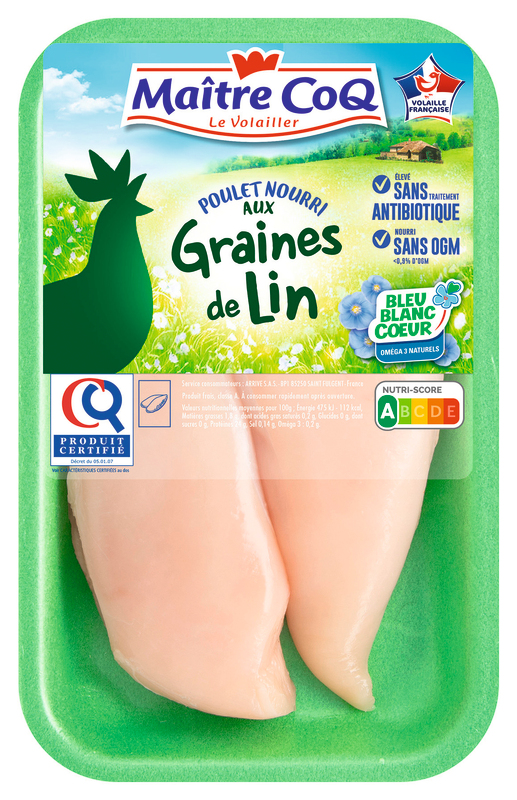 FILETS DE POULET NOURRI AUX GRAINES DE LIN BLEU...