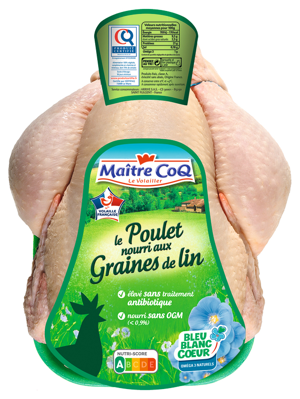POULET NOURRI AUX GRAINES DE LIN maître coq
