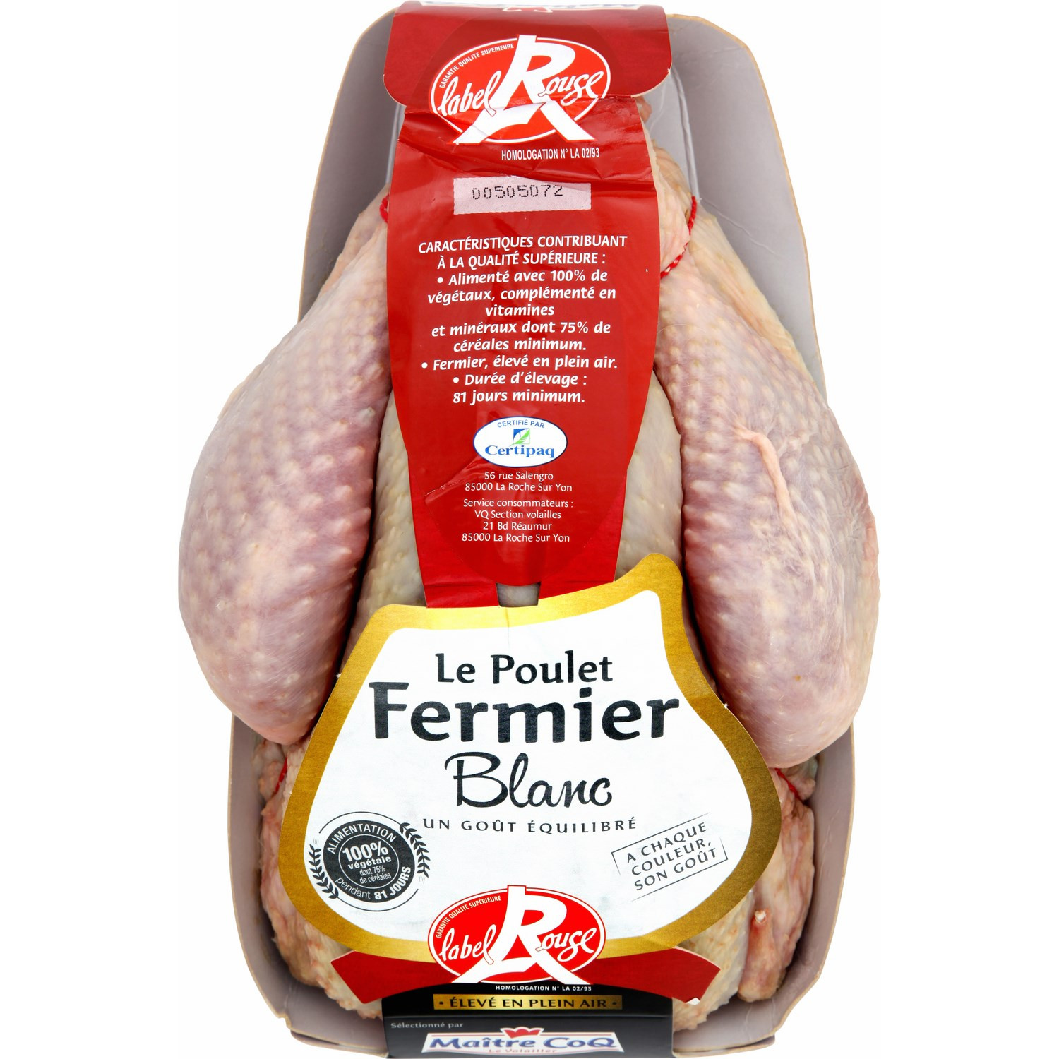 Poulet fermier blanc Label Rouge MAITRE COQ