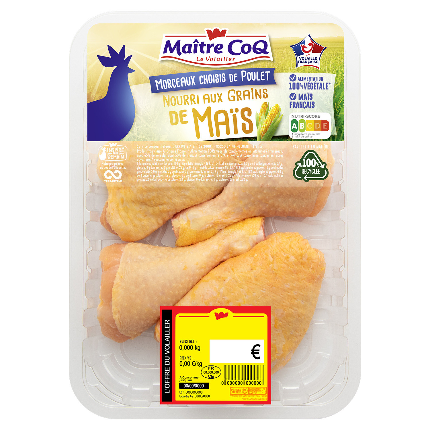 Découpe de poulet jaune MAITRE COQ