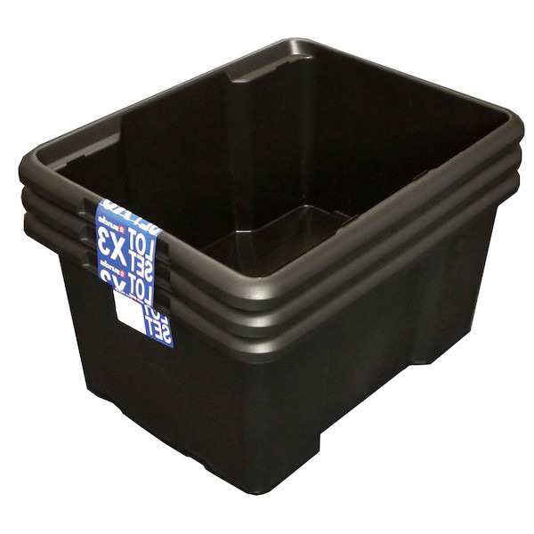 Lot de 3 bacs Noir, 15 L.