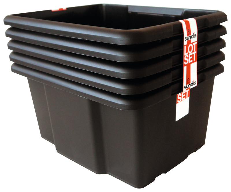 5 BACS DE RANGEMENT 30 L SUNDIS