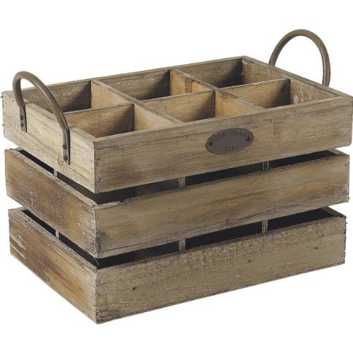 Caisse à bouteilles - 6 compartiments - bois vi...