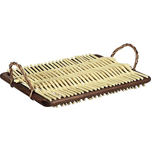 Plateau à fromage en osier blanc et bois