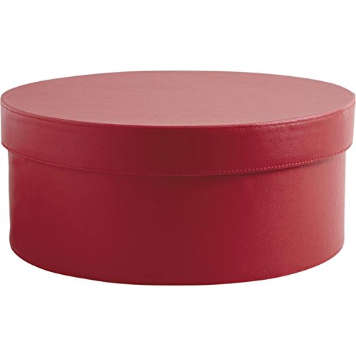 Boite ronde en simili cuir rouge