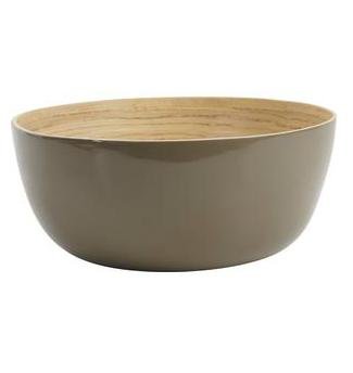 Saladier en bambou laqué taupe Ø 30 h 13 cm