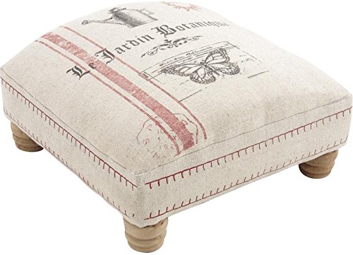 Pouf repose-pieds en bois et tissu