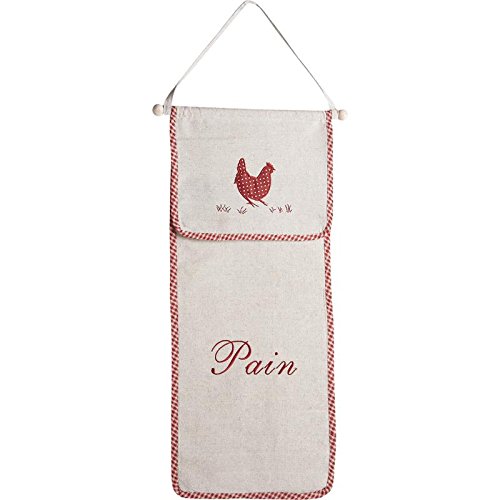 Huche à pain murale en coton et lin motif poule