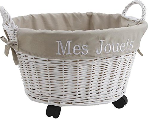 Corbeille coffre à jouets sur roulettes en osie...