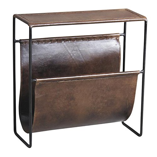 Porte-revues en métal et cuir