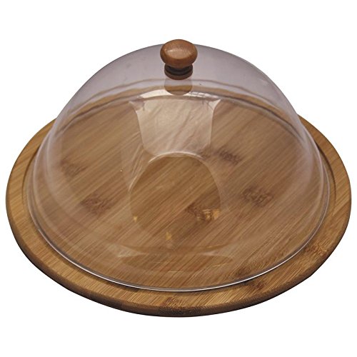 Plateau à fromage rond en bambou avec cloche