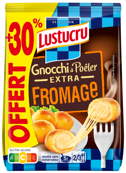 LUSTUCRU SELECTION GNOCCHI À POÊLER EXTRA FROMAGE
 code EAN 3240931549309 