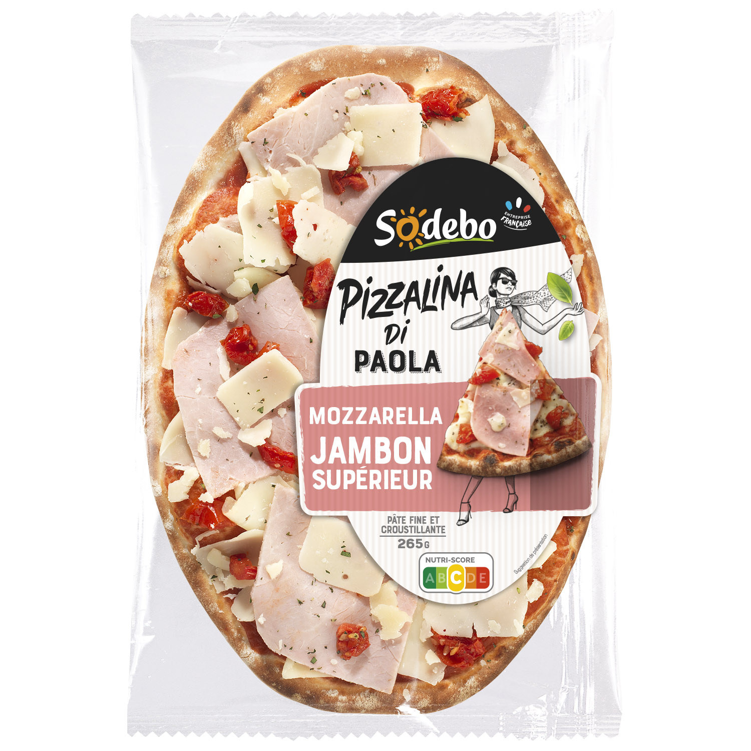 Pizza mozzarella jambon supérieur SODEBO