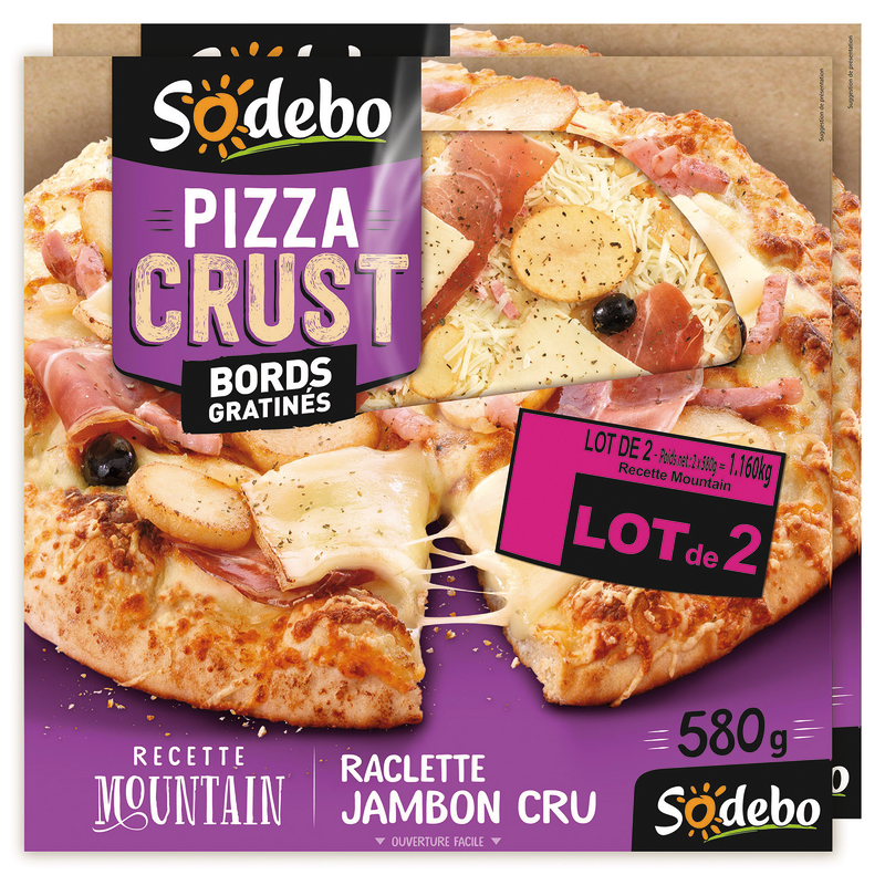 PIZZA CRUST MOUNTAIN : RACLETTE JAMBON CRU sodebo