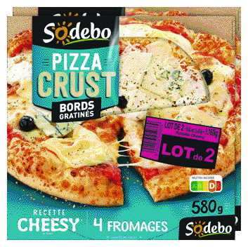  PIZZA CRUST RECETTE CHEESY “SODEBO” code EAN 3242273050369 