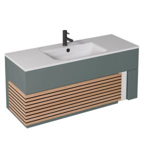  Meuble sous vasque à suspendre l.120 cm 1 tiroir vert toundra + plan vasque en Céramyl®, Decotec Archi code EAN 3244550691715 