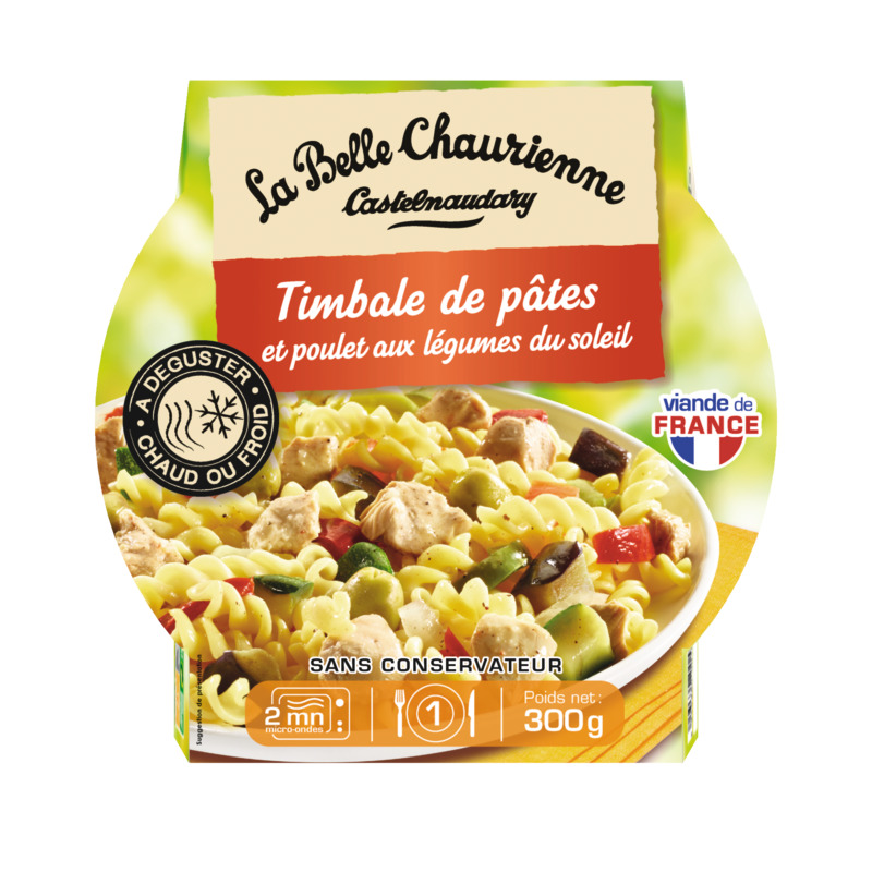 TIMBALLE DE PÂTES AU POULET ET LÉGUMES DU SOLEI...