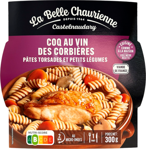 COQ AU VIN DES CORBIÈRES PÂTES TORSADES ET PETI...
