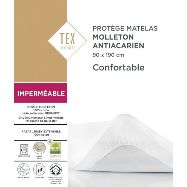 PROTÈGE-MATELAS ANTIACARIEN MOLLETON IMPERMÉABLE
