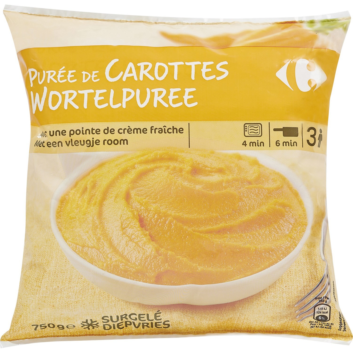 Légumes cuisinés purée de carottes CARREFOUR