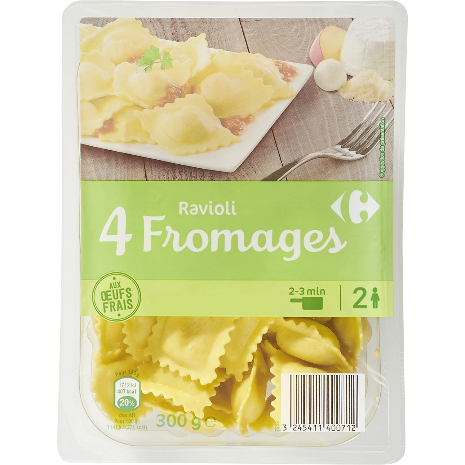 Pâtes fraîches Ravioli 4 fromages CARREFOUR