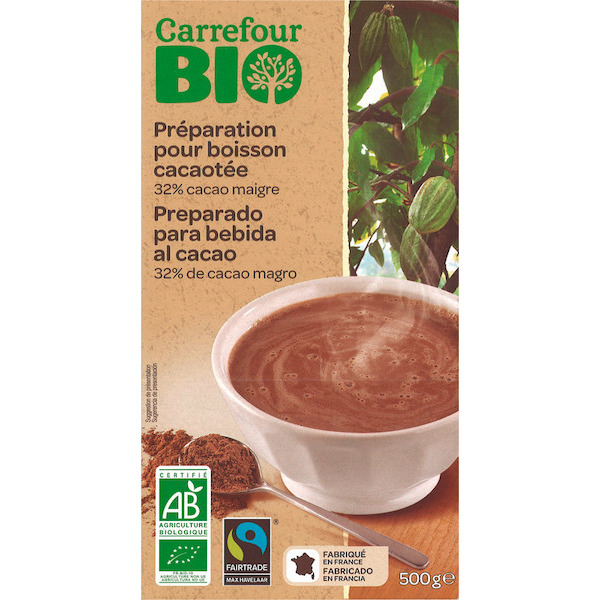 carrefour-bio Préparation instantanée pour boisson cacaotée code EAN 3245411640620 