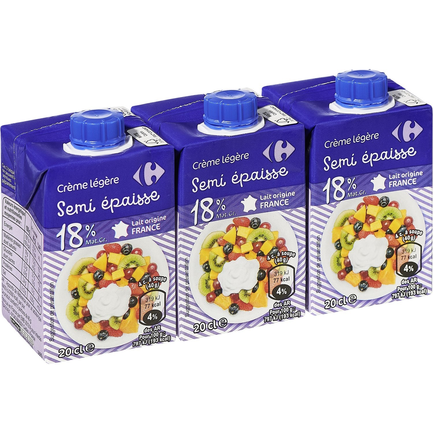 Créme Semi-épaisse Légère 18% Mat.Gr. CARREFOUR