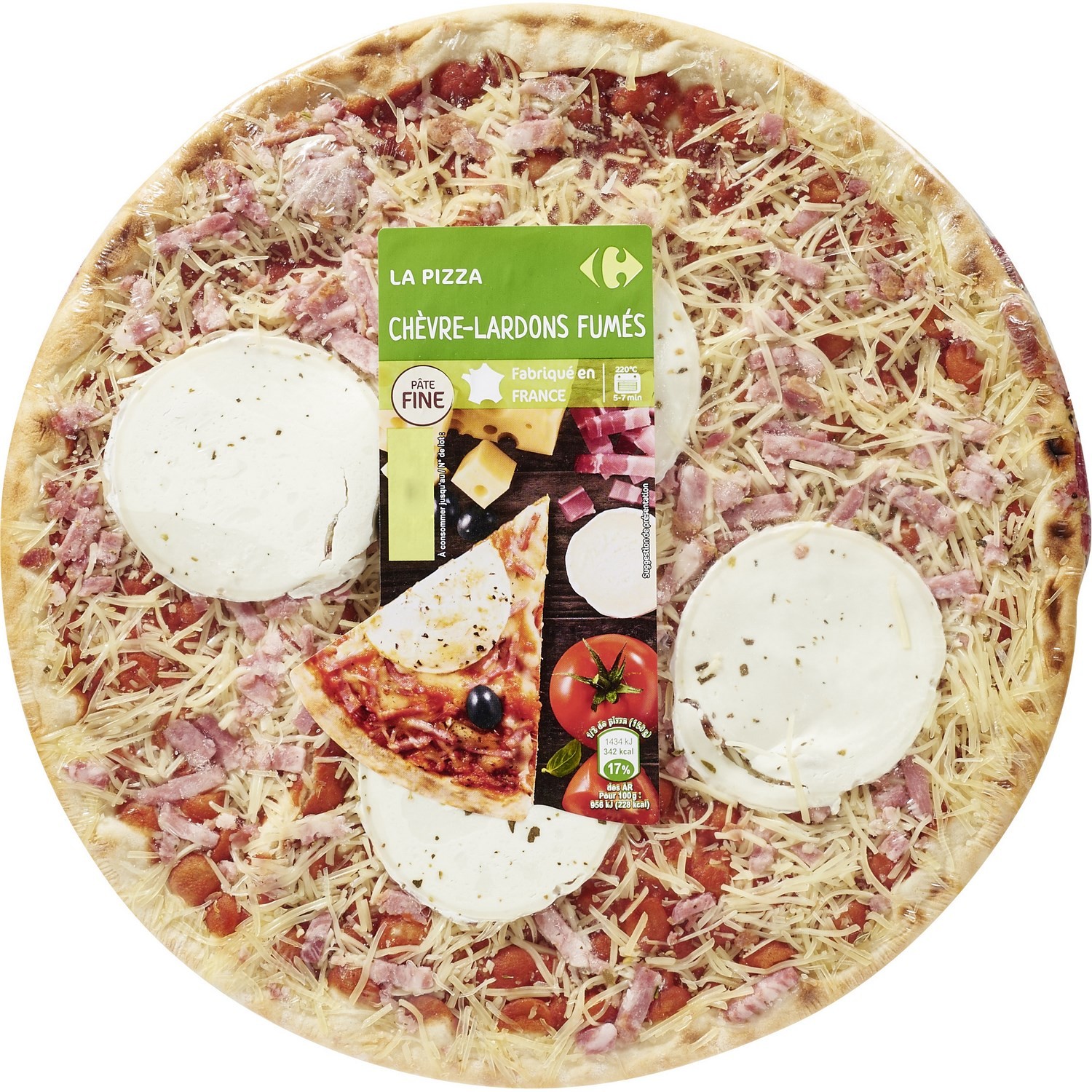 Pizza chèvre lardons fumés CARREFOUR