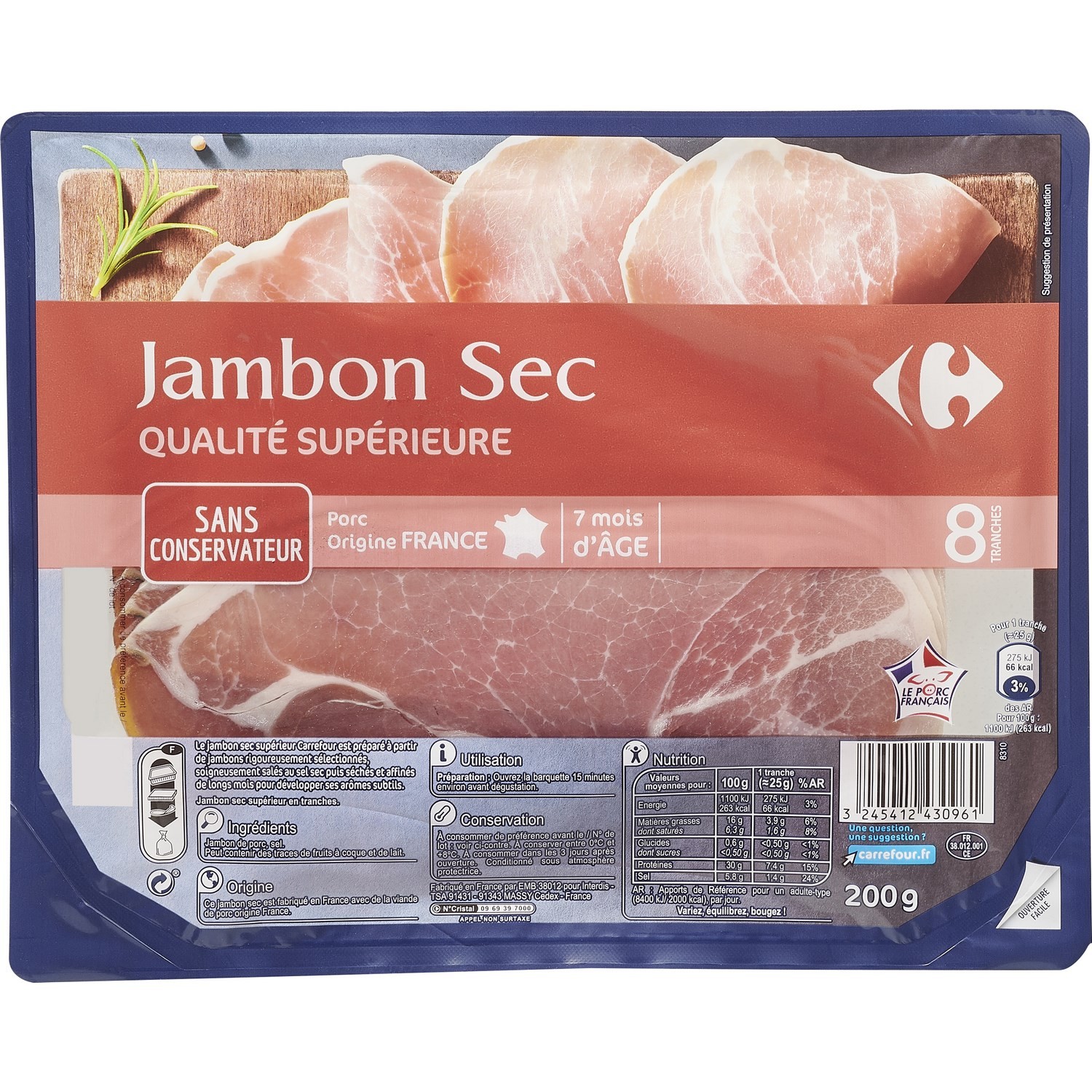Jambon sec CARREFOUR