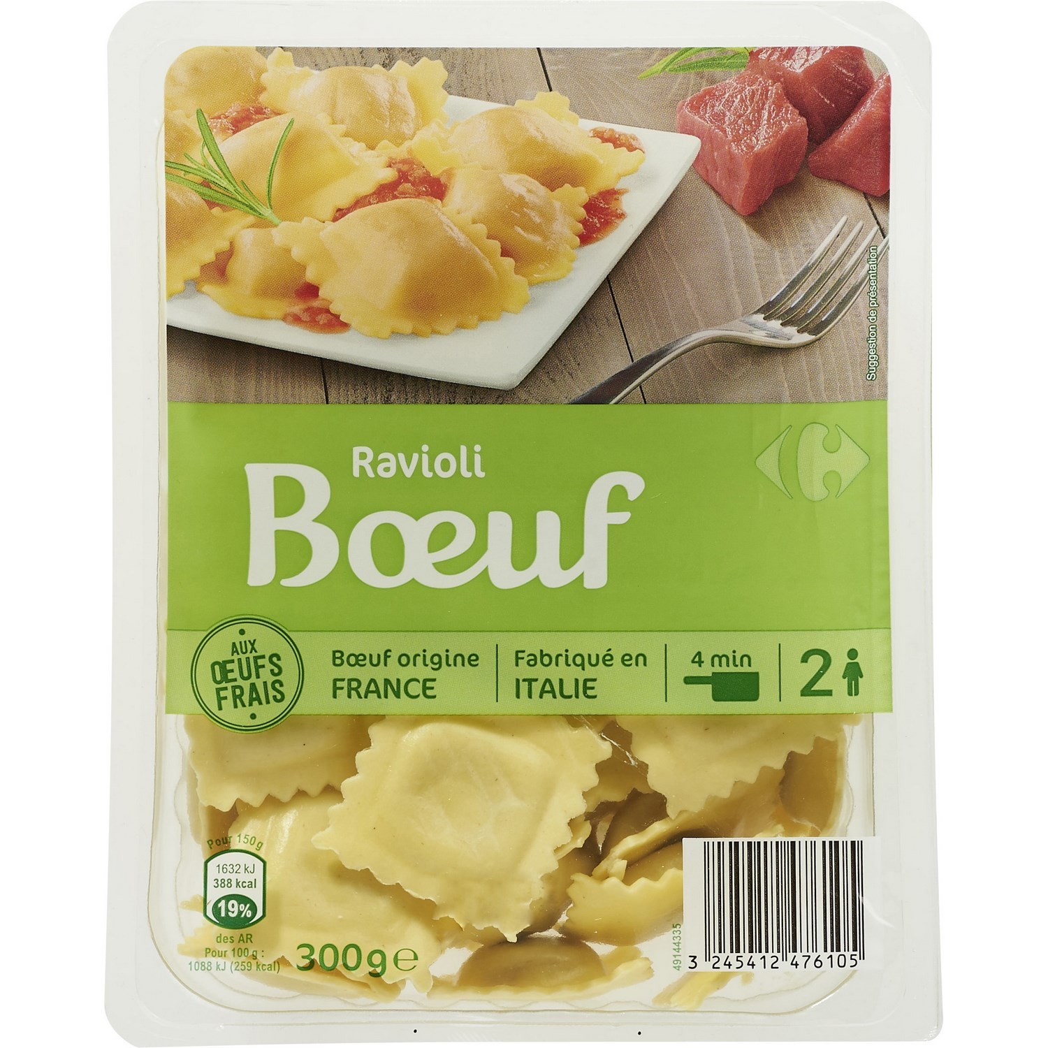 Pâtes fraîches Ravioli bœuf CARREFOUR