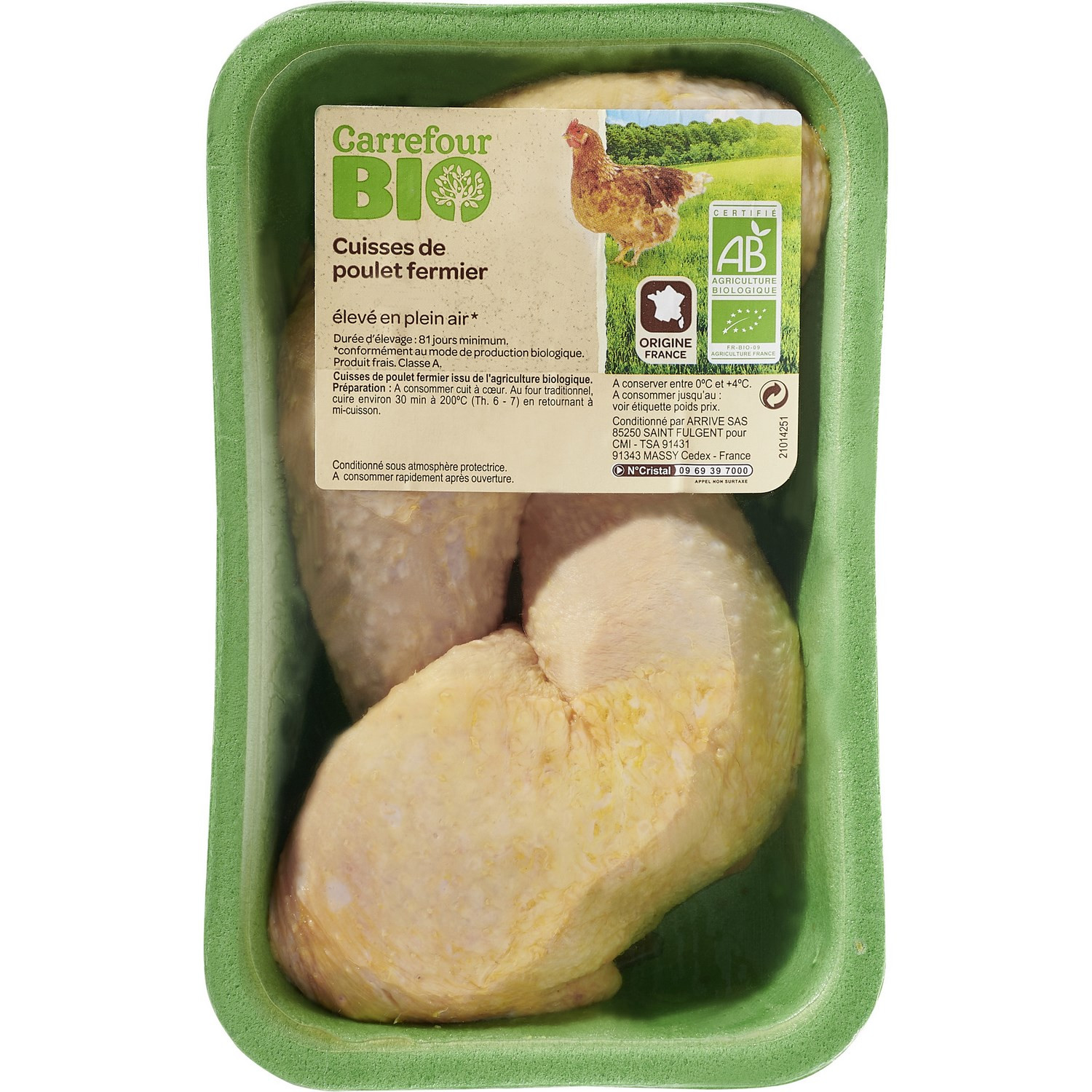 Cuisse de poulet bio fermier jaune CARREFOUR BIO