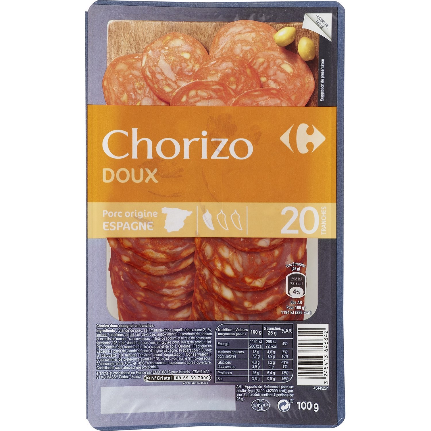 Chorizo doux CARREFOUR