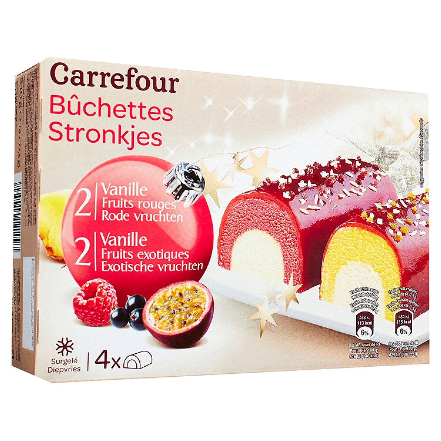 Bûchettes glacées vanille et fruits assortiment...