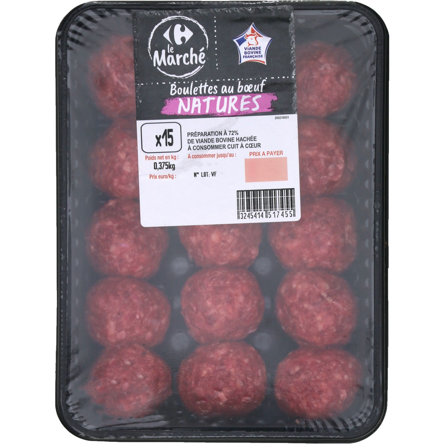 Boulettes au bœuf natures CARREFOUR LE MARCHE