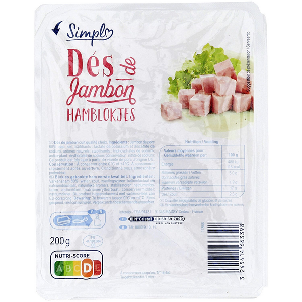 SIMPL Dès de jambon code EAN 3245414663398 