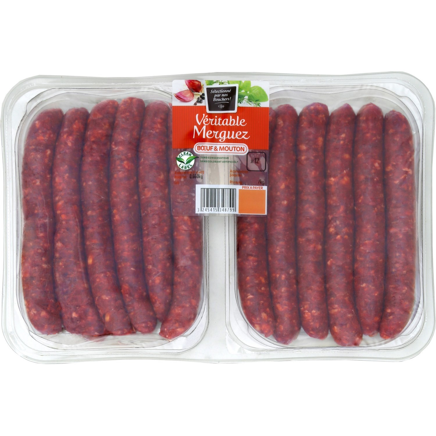 Merguez bœuf & mouton CARREFOUR