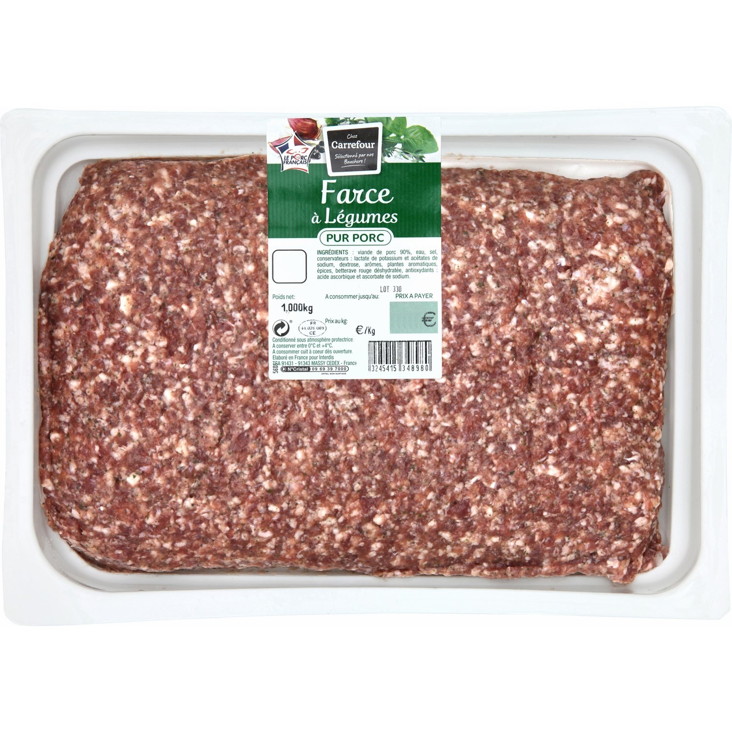 Farce à légumes pur porc CARREFOUR