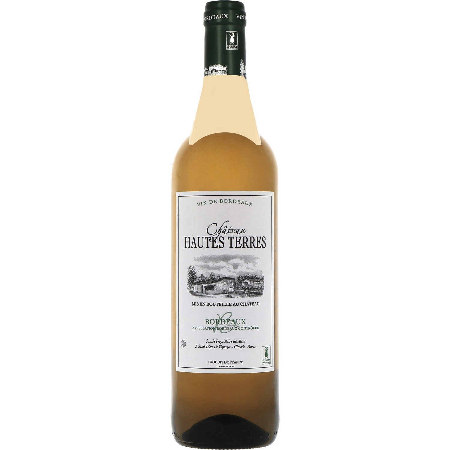  Vin Blanc  Bordeaux AOP Bordeaux Château Hautes Terres "Reflets de France"  code EAN 3245415360012 