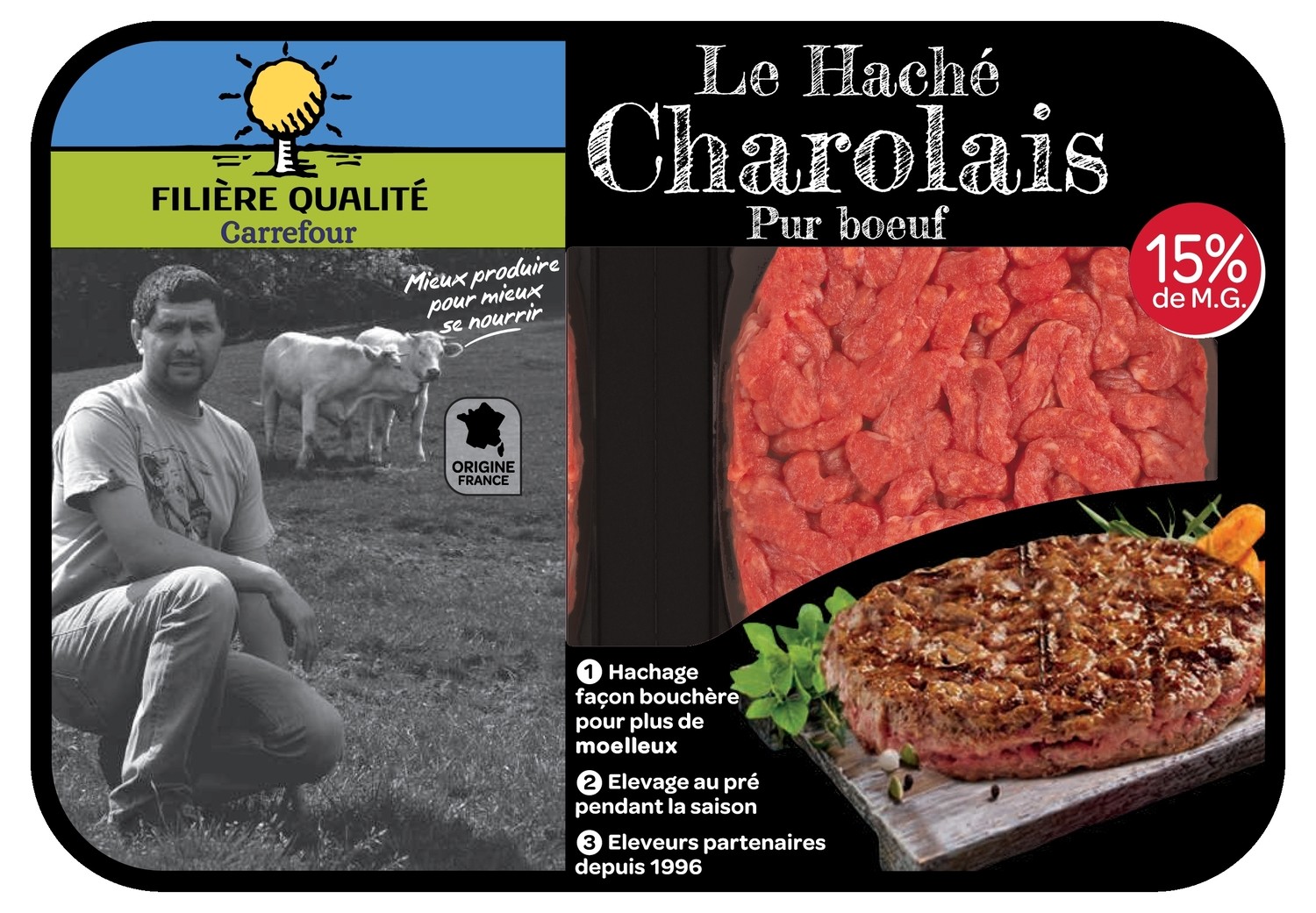 Steak haché viande bovine 15% MG FILIERE QUALIT...