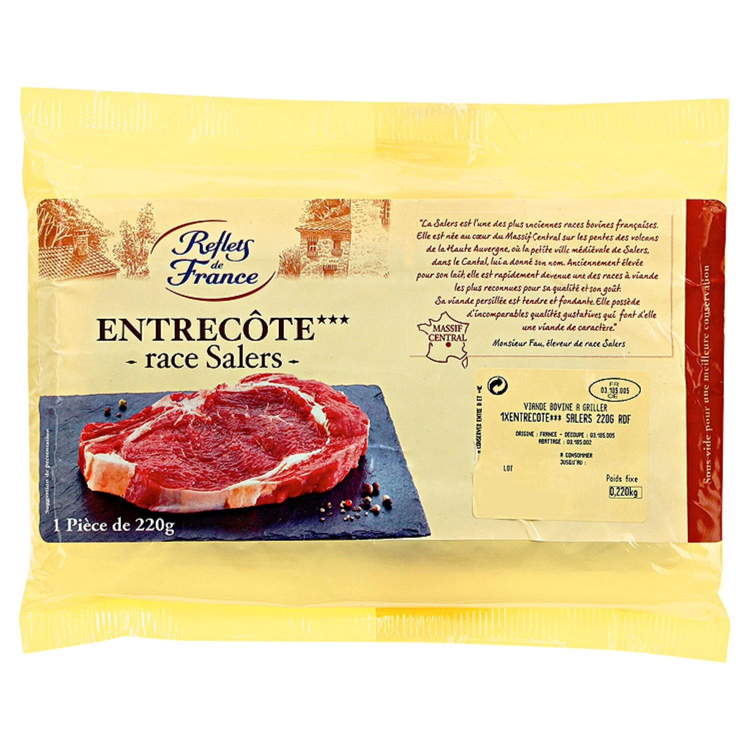 Viande bovine : 1x Entrecôte*** race Salers REF...