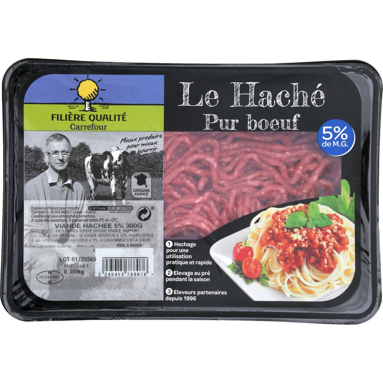 Viande hachée pur bœuf 5% MG FILIERE QUALITE CA...
