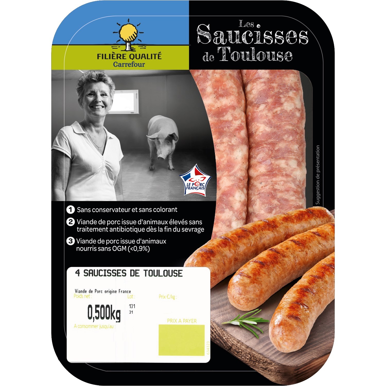 Saucisses de Toulouse x4 FILIERE QUALITE CARREFOUR