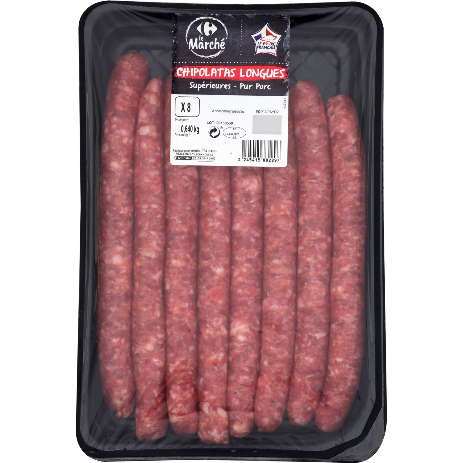 CARREFOUR COEUR MARC Chipolatas longues CARREFOUR 3245415882897 (3245415882897)