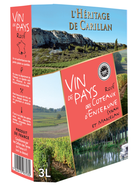 L'HÉRITAGE DE CARILLAN Vin rosé I.G.P. Vin de Pays des Coteaux d'Enserune code EAN 3245415937030 