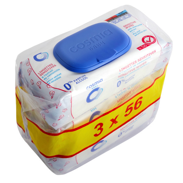  Lingettes Sensitive Extrait De Camomille Cosmia Baby code EAN 3245678691465 